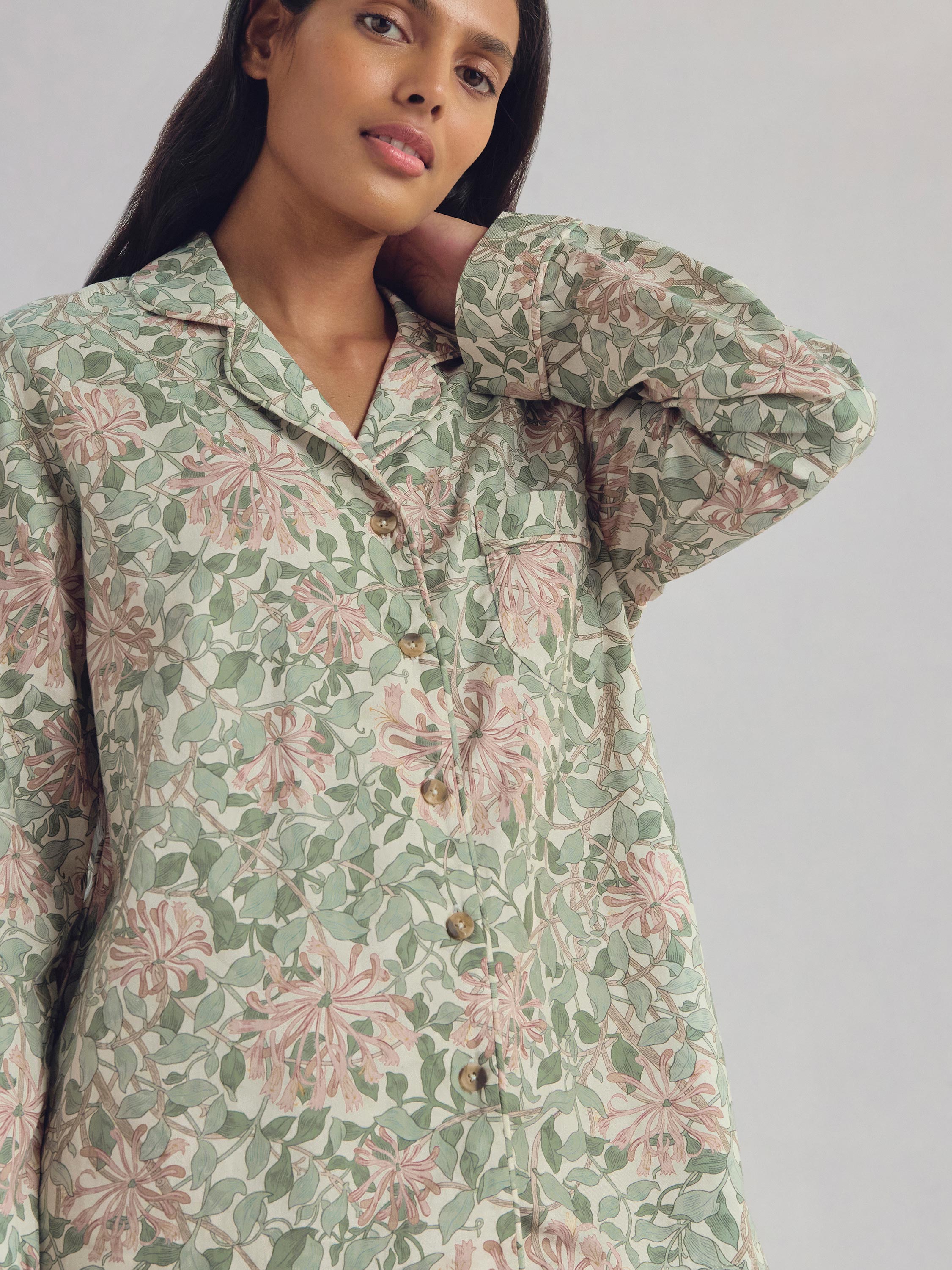 Soft Sage Honeysuckle Cotton Trouser Set